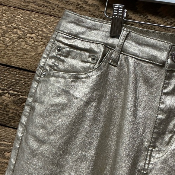 SHEIN Tall XL Metallic Flare Pants in Coated Champagne Size XL. NEVER WORN - Picture 6 of 10